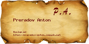 Preradov Anton névjegykártya